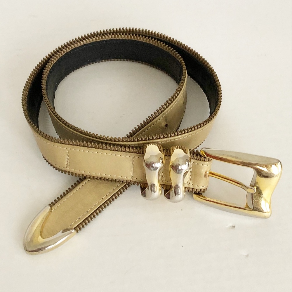 St. Maarten Leather Belt Zipper Accent Sz M